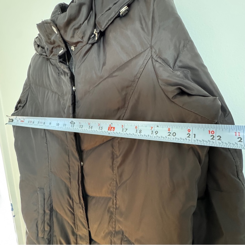 Michael Kors Down Puffer Coat Black Hooded Long Parka Size PL Warm Winter Jacket - Picture 12 of 15
